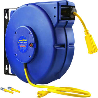 Goodyear GUR077 Extension Cord Reel 12AWG 65' 15A 1875W Mountable Retractable New