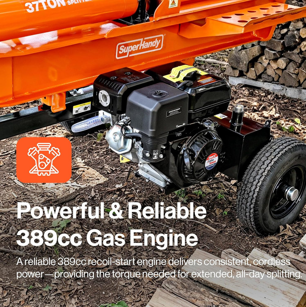 Super Handy GUT200 Log Splitter 37 Ton Full Beam Vertical/Horizontal 389cc Gas Towable New