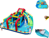 Inflatable Double Water Slide Park with obstacle course, featuring dual slides, water cannons, and 680W blower for.