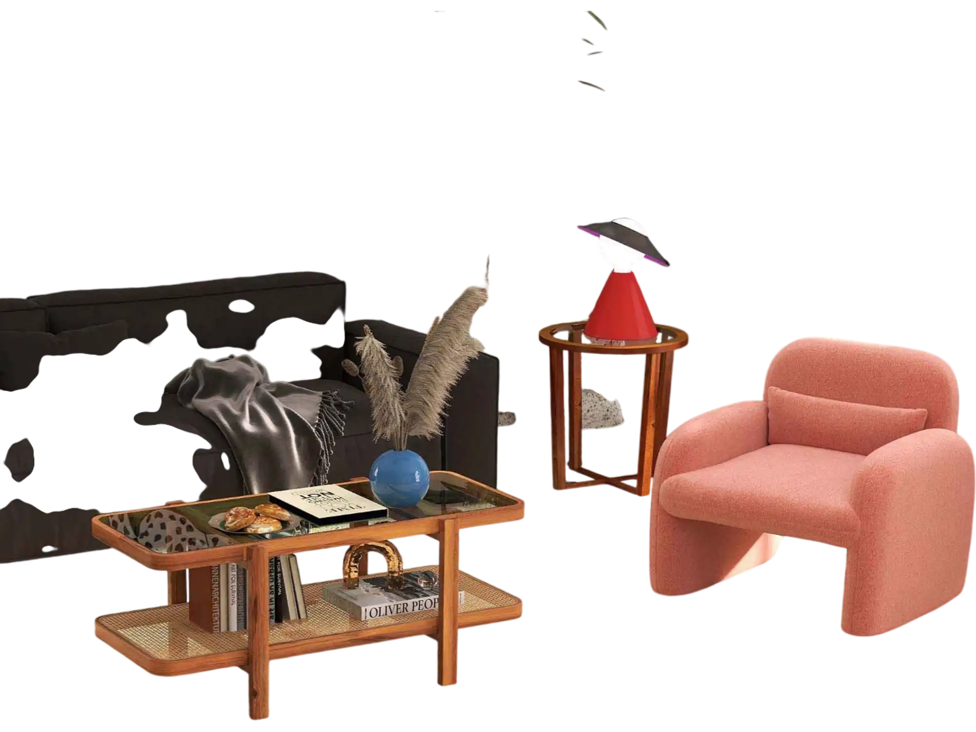Costway Modern Living Room Furniture Set Bookcase Coffee Table End Table Accent Chair 22408756 New