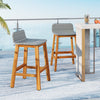 Solid Acacia Wood Bar Stools Set of 2 with Backrests and Footrests for Porch-Gray - Gallery View 1 of 8
