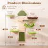 Wall-mounted cat tower with 5 layers, green cushions, and scratching surfaces for playful relaxation in any space.