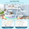 Twin over full low floor bunk bed frame in white with sturdy 3-step ladder and wide entrance for easy access.