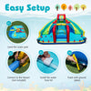Inflatable double water slide park with obstacle course, featuring bright colors and easy setup for outdoor fun.