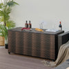96 Gallon PE Wicker Outdoor Storage Box with 4 Wheels-Brown - Gallery View 1 of 10