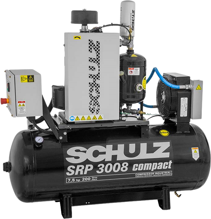 Schulz SRP-3000 Compact Air Compressor 7.5 HP 60 gal. 208-230V 3-Phase Horizontal New