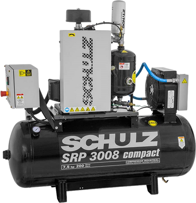 Schulz SRP-3008 Compact Air Compressor 7.5 HP 60 gal. 460V 3-Phase Horizontal New