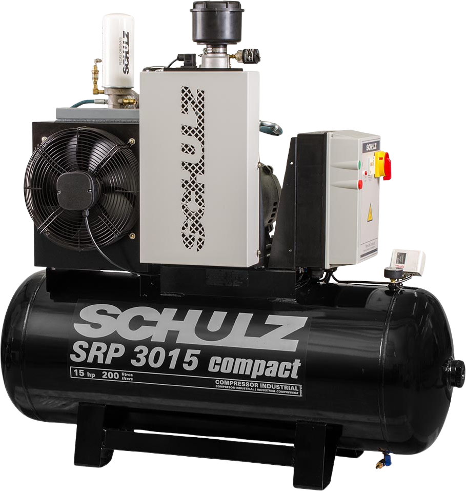 Schulz SRP-3015 Compact II Air Compressor 15 HP 60 gal. 208-230V 3-Phase Horizontal New