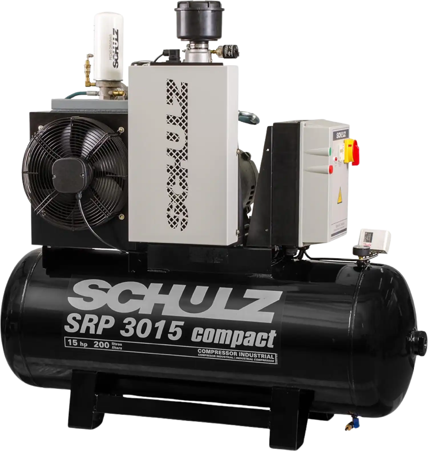 Schulz SRP-3015 Compact II Air Compressor 15 HP 60 gal. 208-230V 3-Phase Horizontal 970.3454-0/F New