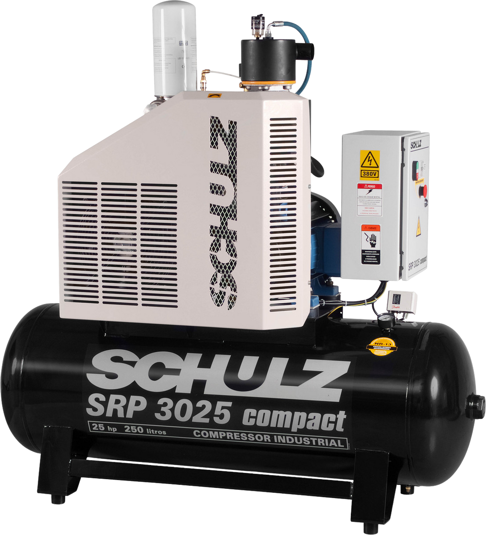 Schulz SRP-3025 Compact Air Compressor 25 HP 80 gal. 460V 3-Phase Horizontal New