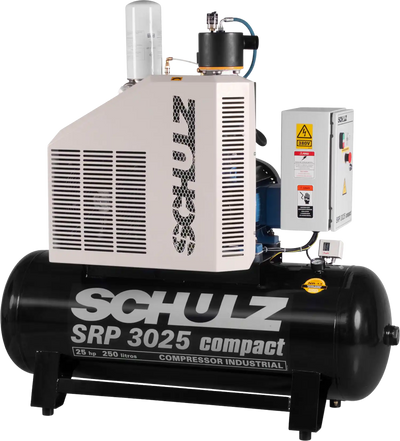 Schulz SRP-3025 Compact Air Compressor 25 HP 80 gal. 460V 3-Phase Horizontal 970.4342-0 New