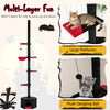 Gothic cat tree with adjustable height, five tiers, and a plush dangling ball for multi-layer fun and cozy lounging.