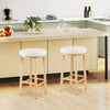 Set of 2 upholstered 27" bar stools with boucle fabric seats and sturdy rubber wood frames, ideal for kitchen islands.