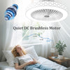 19-inch white ceiling fan with light, featuring a quiet DC brushless motor and adjustable color temperature for rooms.