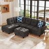 98 Inches Sectional Sofa Couch with Movable Storage Ottoman and Linen Fabric Backs-DG - Gallery View 1 of 11
