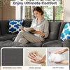 L-shaped 98-inch sectional sofa with breathable linen fabric, elastic sponge cushions, and movable storage ottoman for.