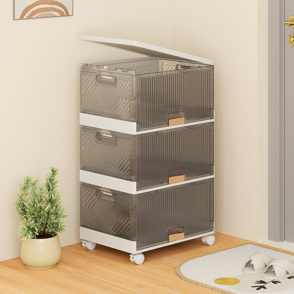 3/4/5/6-Cube Stackable Storage Bins with Detachable Wheels-3 Cube - Gallery View 1 of 9