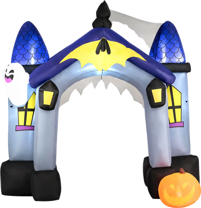 Costway 9' Halloween Inflatable Castle Archway w/ LED Lights 96629125 New