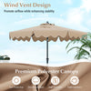 9 feet brown patio umbrella with crank handle, vented top, and ruffled edges, ideal for sun protection and stability.