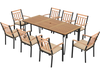 9-Piece Patio Dining Set 35.5 Inch Acacia Wood Table with Umbrella Hole and 24-Inch Wide Chairs