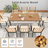 9-piece patio dining set featuring a solid acacia wood table and 8 chairs with cushions, perfect for outdoor dining.
