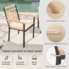 Curved armrests and soft padded cushion of a chair from the 9-piece patio dining set, ideal for outdoor comfort.
