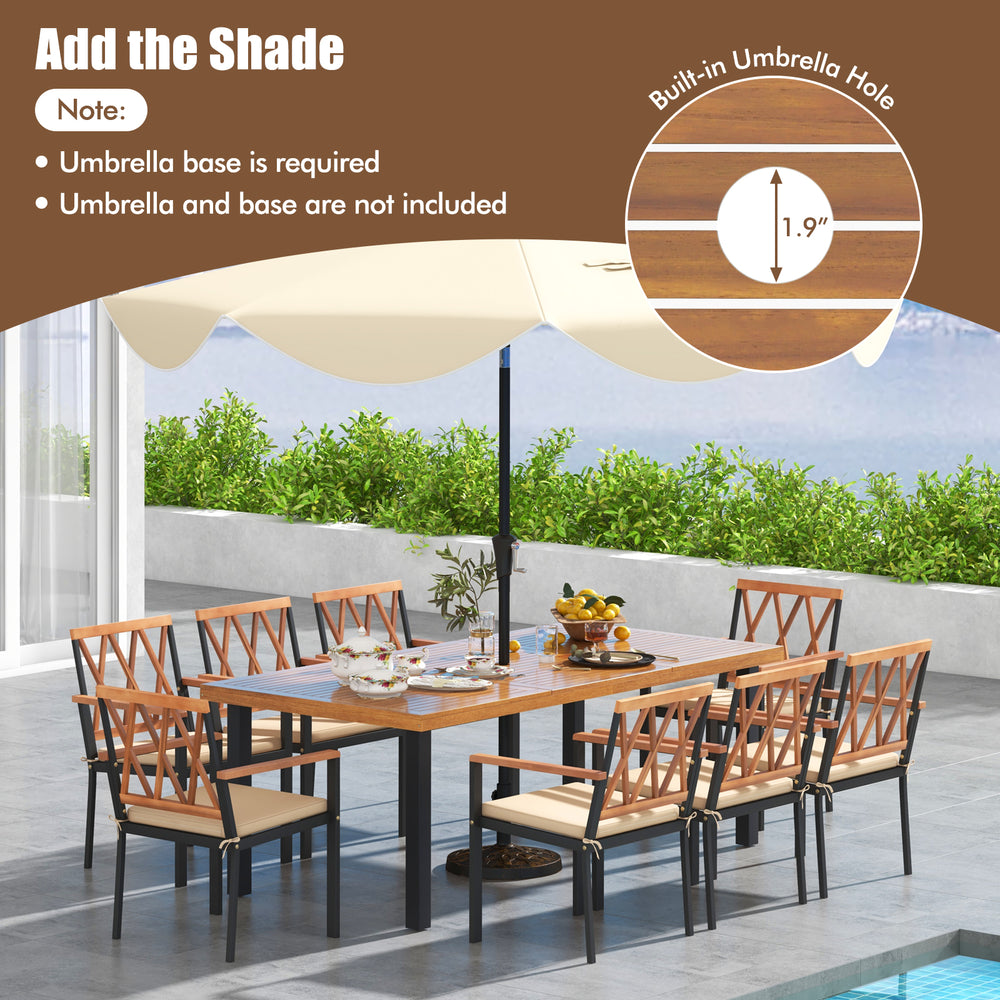 Acacia Wood Outdoor Furniture Set 9 Pieces Patio Dining Set with 8 Chairs