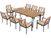 9-Piece Patio Dining Set 35.5 Inch Acacia Wood Table with Umbrella Hole and 22.5-Inch Wide Chairs