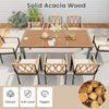 9-piece patio dining set featuring a solid acacia wood table and cushioned chairs, perfect for outdoor gatherings.
