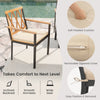 Cushioned patio chair with inclined backrest and smooth armrests, designed for comfort and easy cushion removal.