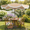 Outdoor tassel umbrella with push button tilt in beige, perfect for garden dining and shade. Umbrella stand not.