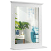 Wall-mounted white vanity mirror with shelf, made of MDF, ideal for living room or bathroom decor and extra storage.