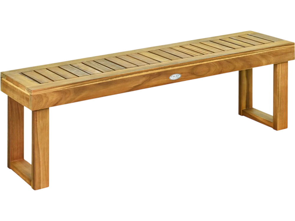 52 Inch Acacia Wood Dining Bench with Slatted Seat