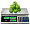 Electronic price computing scale with LCD display, featuring green apples, ideal for markets and supermarkets.