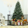Five-panel adjustable black fireplace fence made of heavy-duty steel, ideal as a baby gate or pet barrier for indoor.