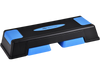 Adjustable aerobic stepper trainer in blue, featuring anti-slip surface and three height levels for versatile workouts.