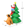 Inflatable 6.5FT Christmas tree with Santa and dog, featuring LED lights, suitable for outdoor holiday decor.