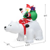 Christmas inflatable featuring Santa riding a polar bear, 6.5 feet tall, with LED lights for festive yard decoration.