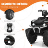 Close-up of the 12V Kids Ride on ATV featuring wear-resistant wheels, LED lights, and a kids-friendly wide seat for.