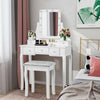 Vanity Dressing Table Set with 10 Dimmable Bulbs and Cushioned Stool-White - Gallery View 1 of 12