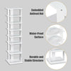 7-tier wooden shoe storage rack in white, featuring a waterproof surface and durable structure for organized shoe.