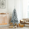Snow flocked 4.5 feet pencil Christmas tree with 242 branch tips, perfect for limited spaces and festive decor.
