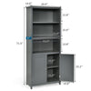 Gray wooden bookcase with adjustable shelves and bottom cabinet, ideal for organizing books and decor in any room.