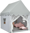 Kids large gray play castle tent with soft mat, ideal for indoor and outdoor play, featuring decorative windows and.