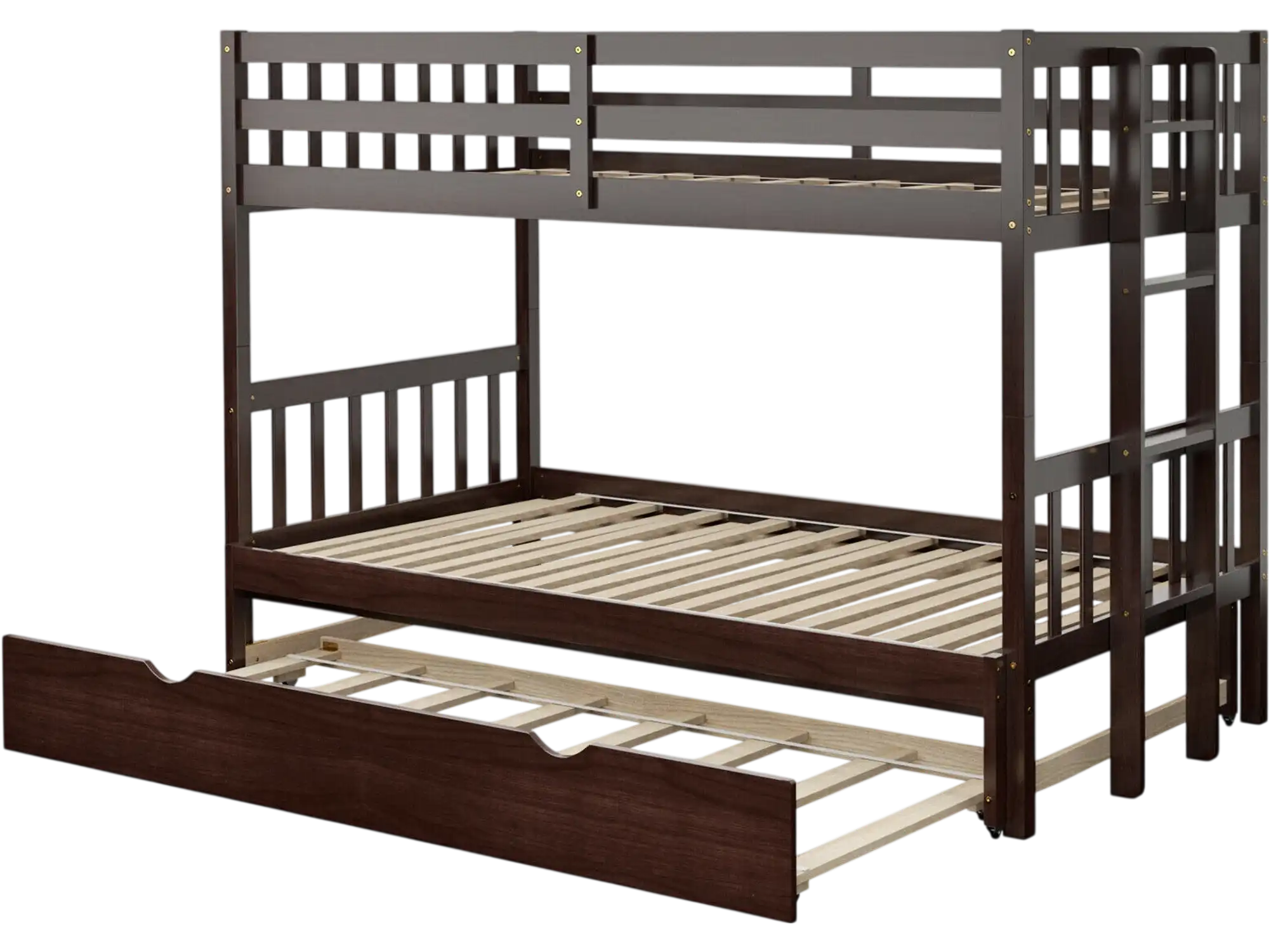 Costway Twin Pull-Out Bunk Bed Frame w/ Trundle & Wooden Ladder 75368901 New