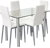 5 Pieces Dining Set with 4 PVC Leather Chairs