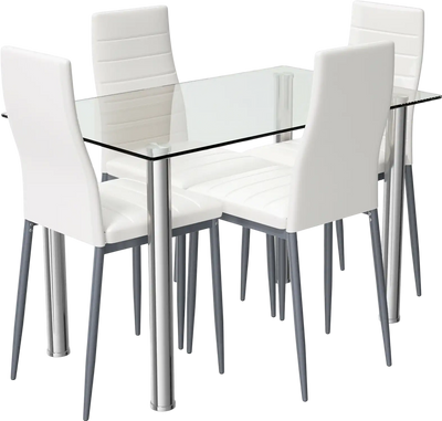 Costway 5-Piece Dining Set w/ 4 PVC Leather Chairs 14580367 New