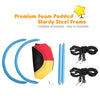 Colorful 60-inch saucer swing set with sturdy steel frame and adjustable ropes, perfect for outdoor play and family fun.