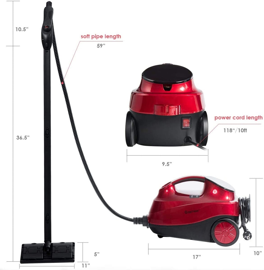 2000W heavy-duty steam cleaner mop with detachable unit, 1.5L tank, adjustable steam, and 19 accessories for versatile.