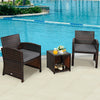 3 Pieces PE Rattan Wicker Furniture Set with Cushion Sofa Coffee Table for Garden-Gray - Gallery View 1 of 12